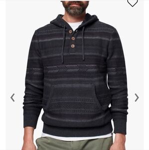 Faherty Men's Night Shadows Cove Cotton Hoodie Blue Black Kangaroo Pockets XXL
